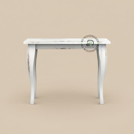 DISTRESSED WHITE CURVED LEG CONSOLE TABLE