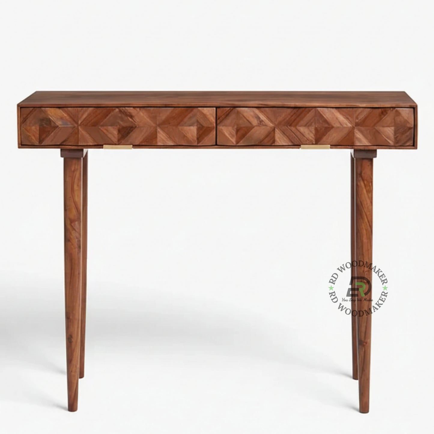 GEOMETRIC INLAY WOODEN CONSOLE TABLE