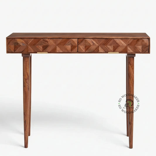 GEOMETRIC INLAY WOODEN CONSOLE TABLE