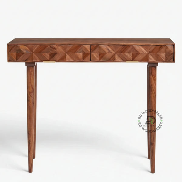 GEOMETRIC INLAY WOODEN CONSOLE TABLE