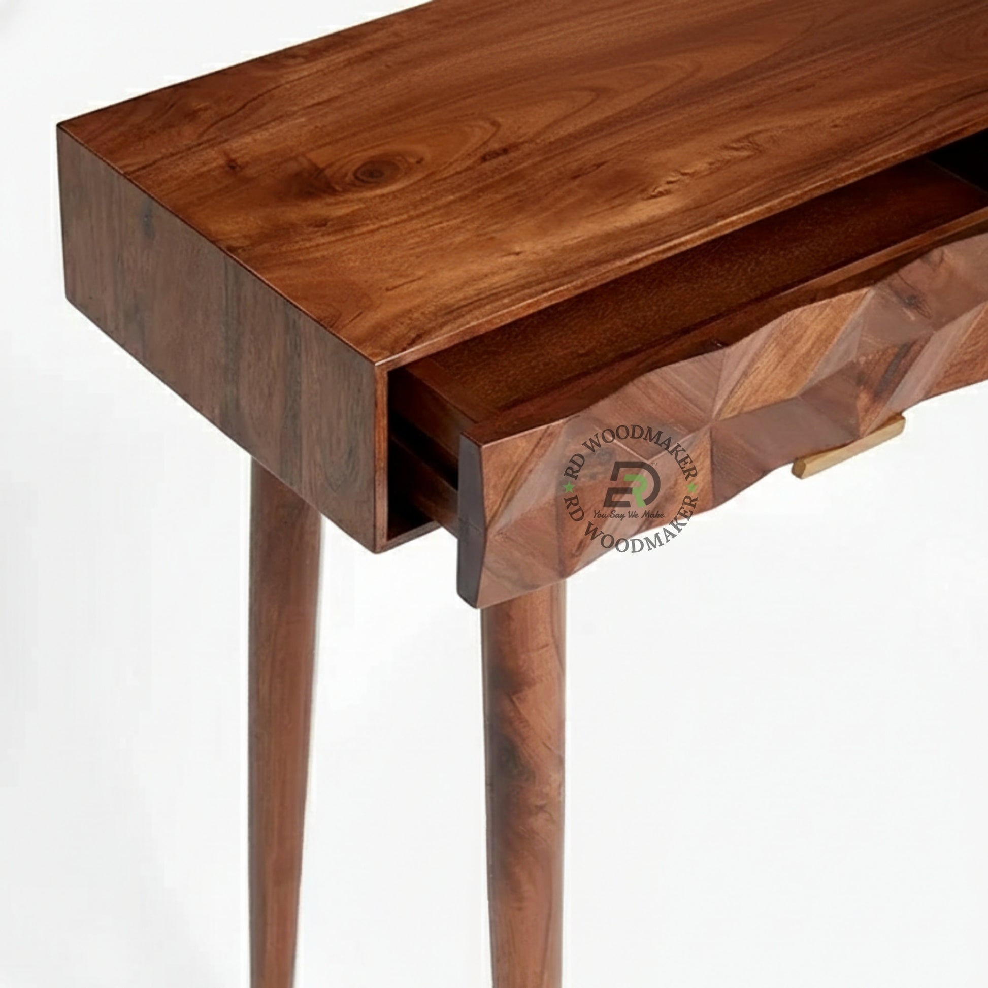 GEOMETRIC INLAY WOODEN CONSOLE TABLE
