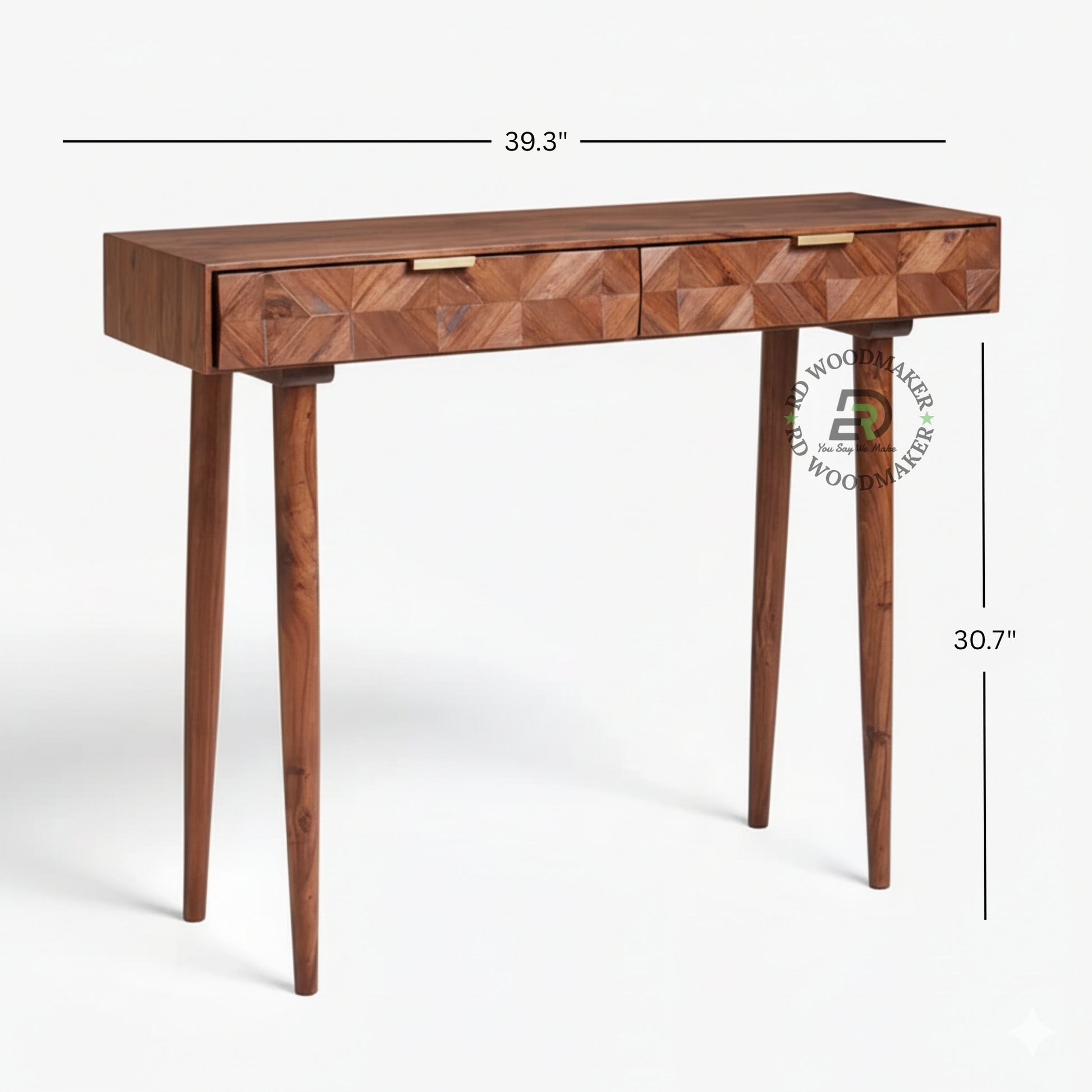 GEOMETRIC INLAY WOODEN CONSOLE TABLE