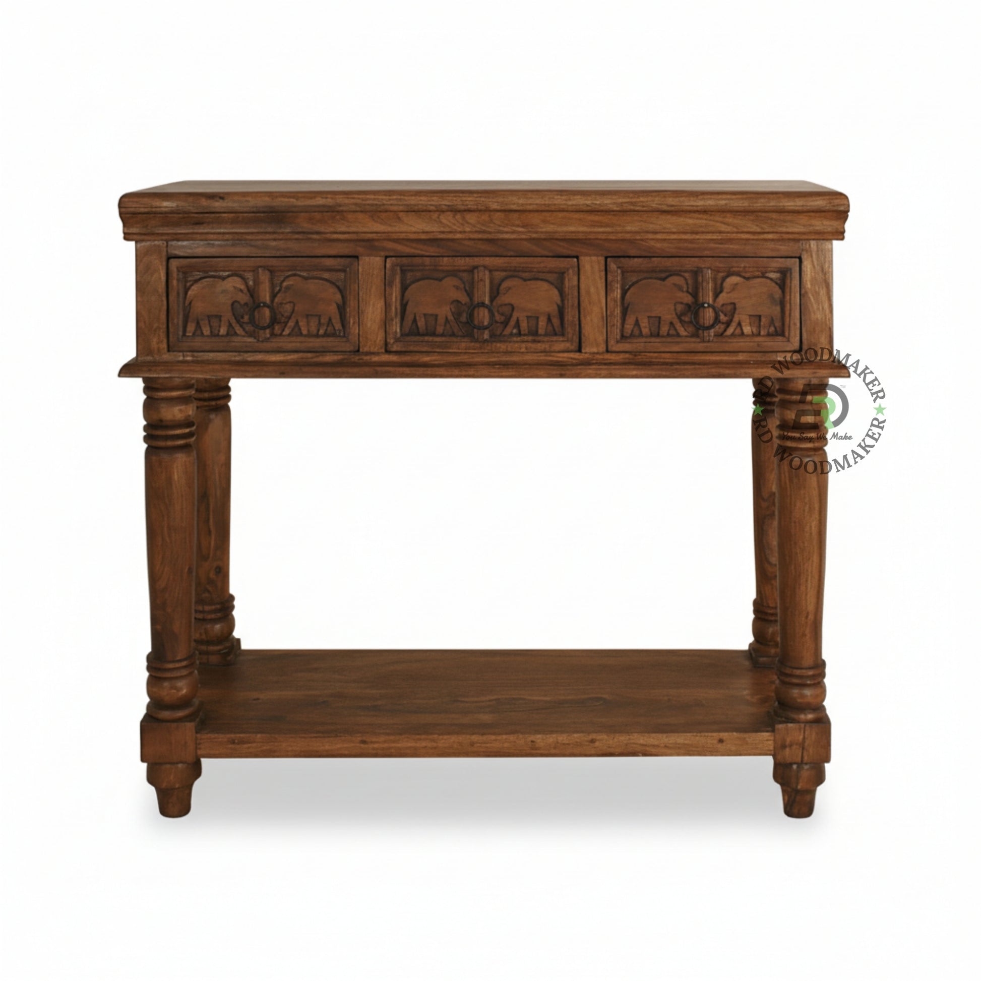 RAJWADI ELEPHANT CARVED CONSOLE TABLE