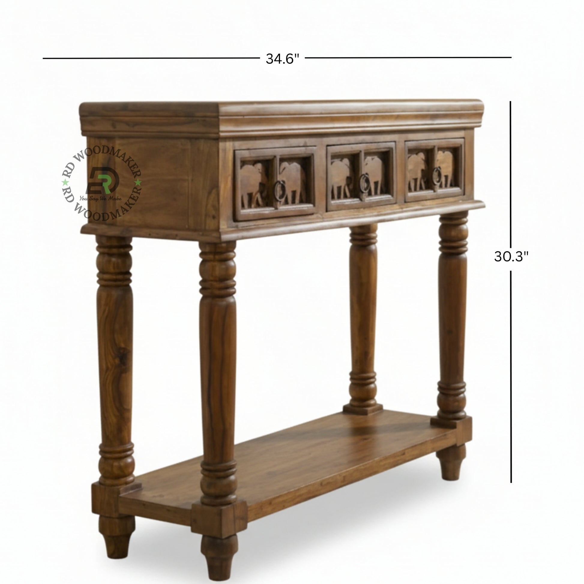 RAJWADI ELEPHANT CARVED CONSOLE TABLE