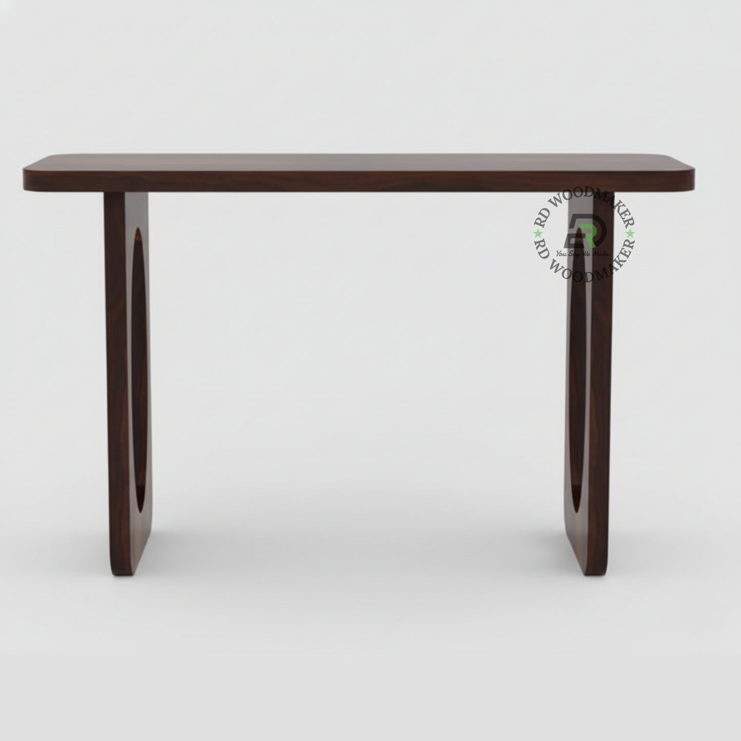 OVAL CUT PANEL LEG WOODEN CONSOLE TABLE