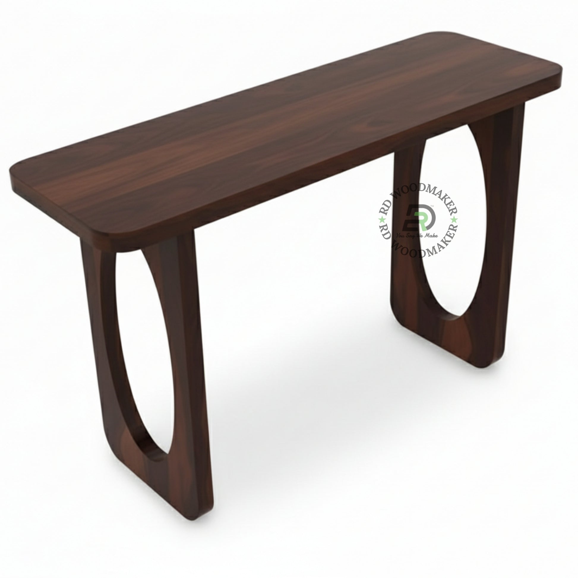OVAL CUT PANEL LEG WOODEN CONSOLE TABLE