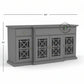 GLASS PANEL STORAGE GREY SIDEBOARD CONSOLE TABLE