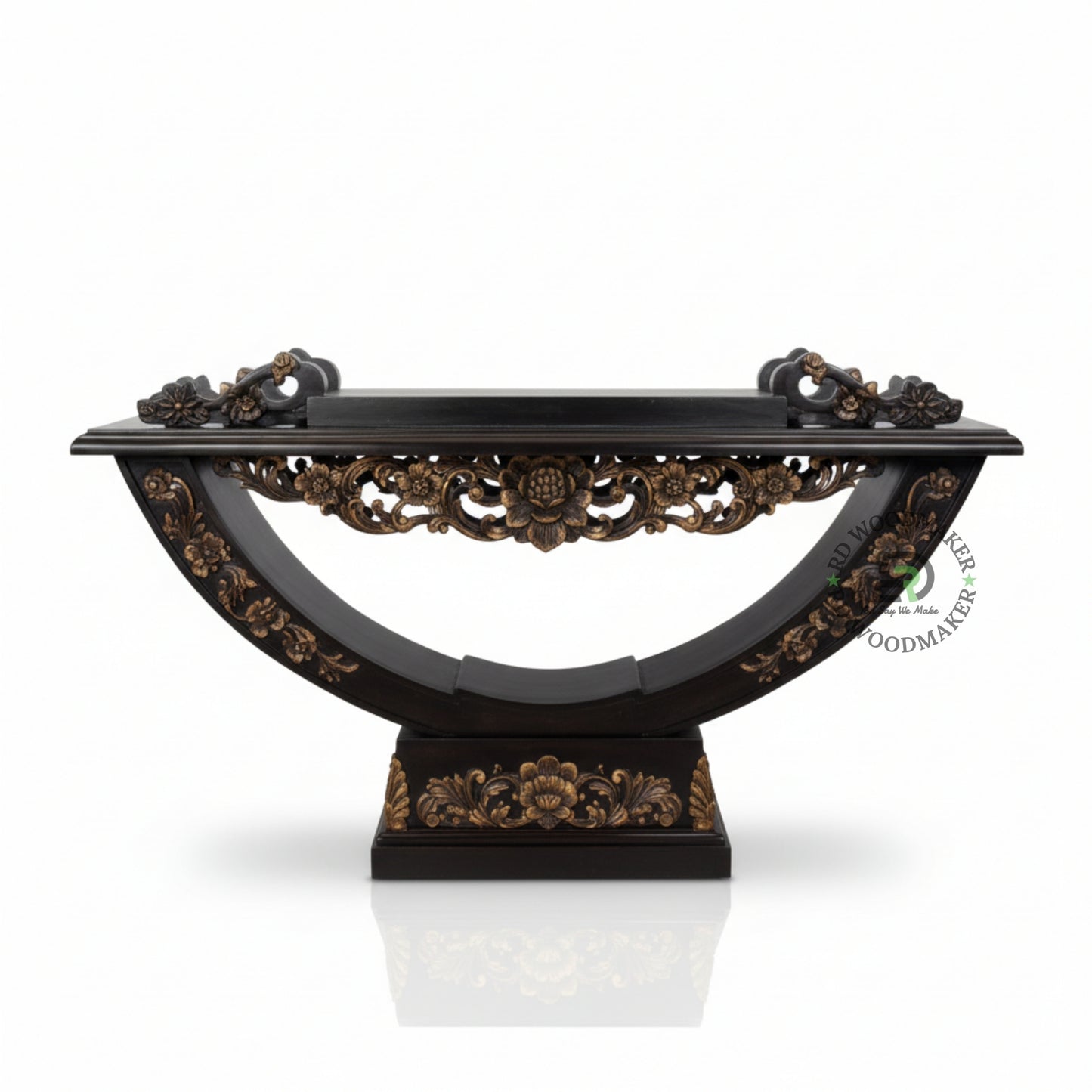 ROYAL CARVED ARCH PEDESTAL CONSOLE TABLE