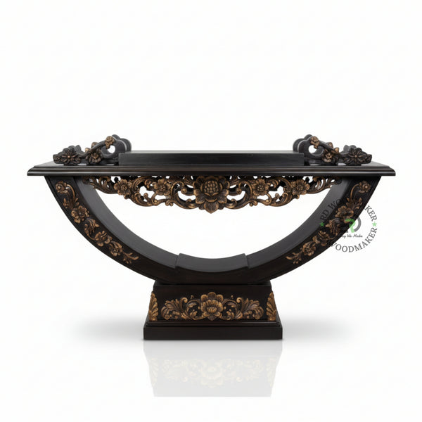 ROYAL CARVED ARCH PEDESTAL CONSOLE TABLE