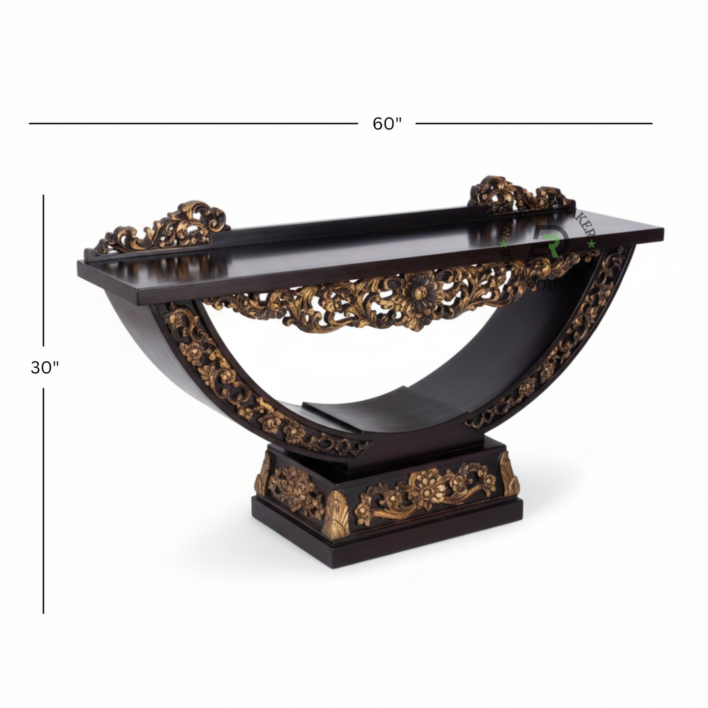 ROYAL CARVED ARCH PEDESTAL CONSOLE TABLE