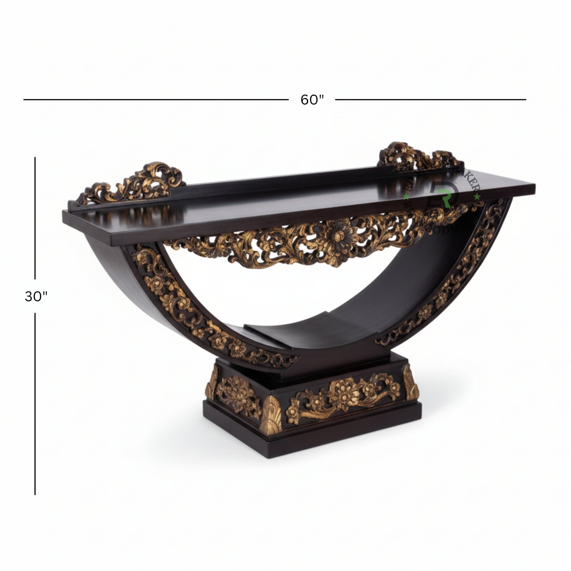 ROYAL CARVED ARCH PEDESTAL CONSOLE TABLE