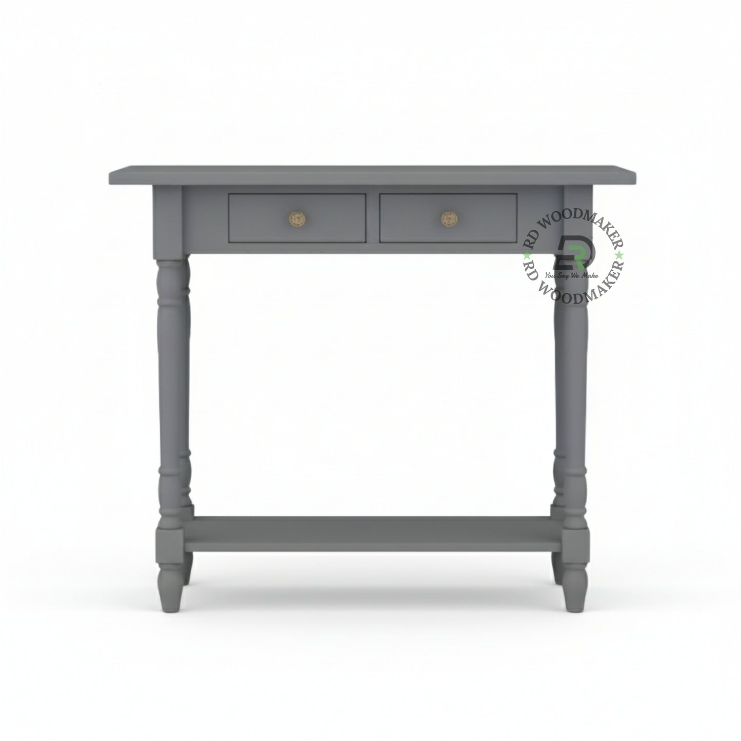 CLASSIC TURNED LEG GREY CONSOLE TABLE WITH DRAWERS