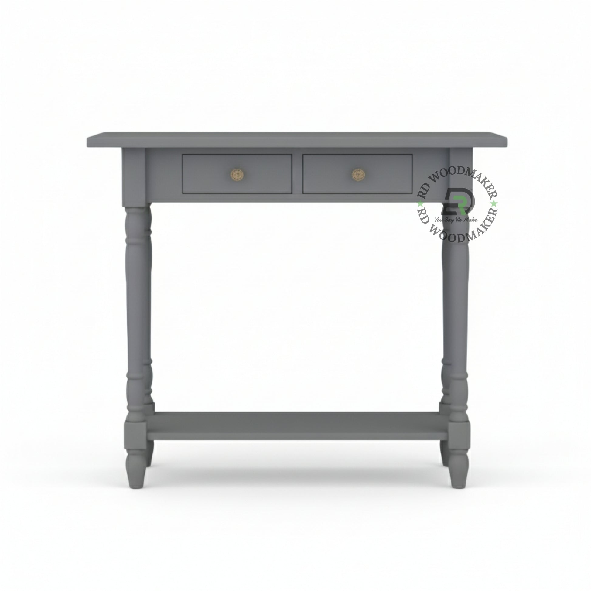 CLASSIC TURNED LEG GREY CONSOLE TABLE WITH DRAWERS