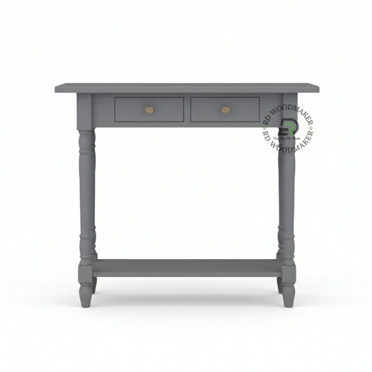 CLASSIC TURNED LEG GREY CONSOLE TABLE WITH DRAWERS