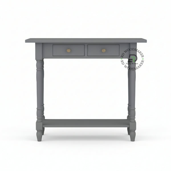 CLASSIC TURNED LEG GREY CONSOLE TABLE WITH DRAWERS