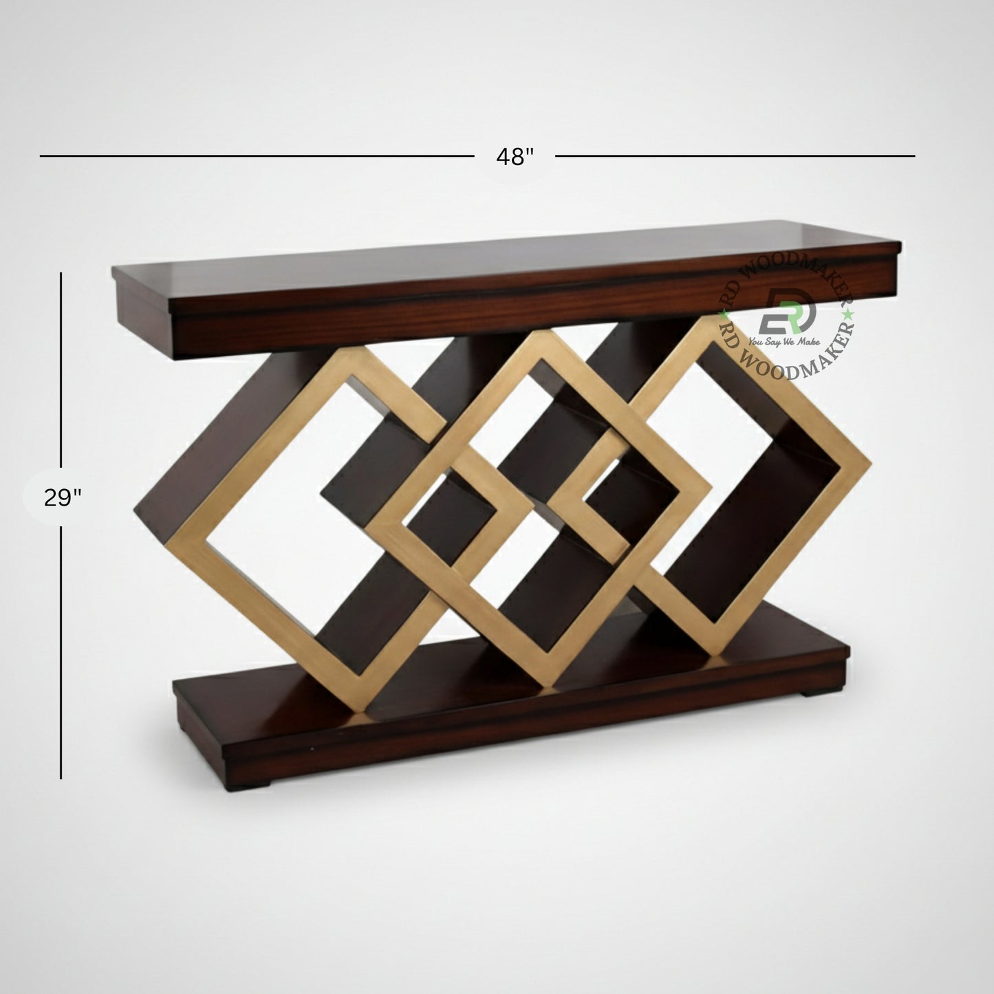 GEOMETRIC INTERLOCK WOODEN DESIGNER CONSOLE TABLE