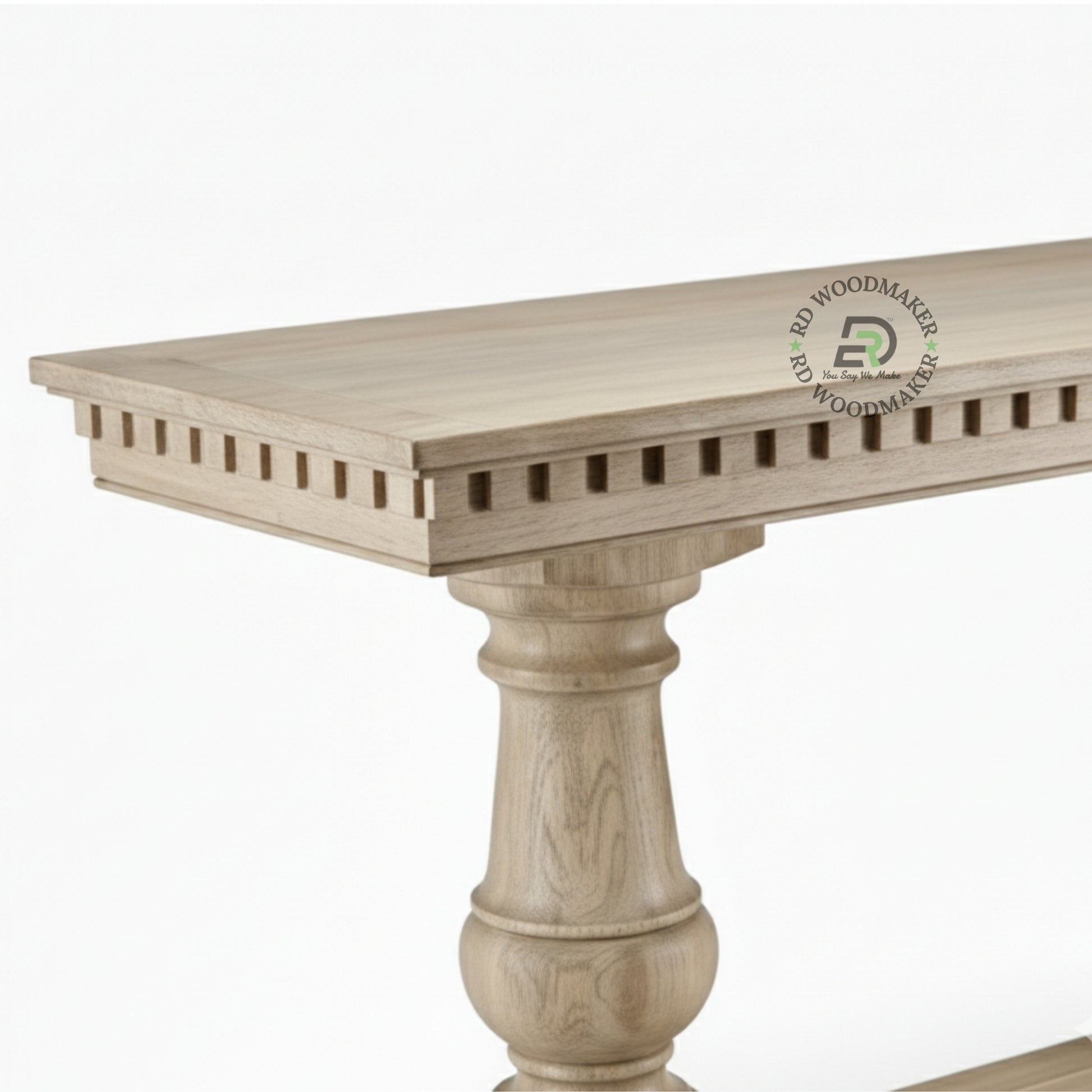 CLASSIC DOUBLE PEDESTAL NATURAL WOOD CONSOLE TABLE
