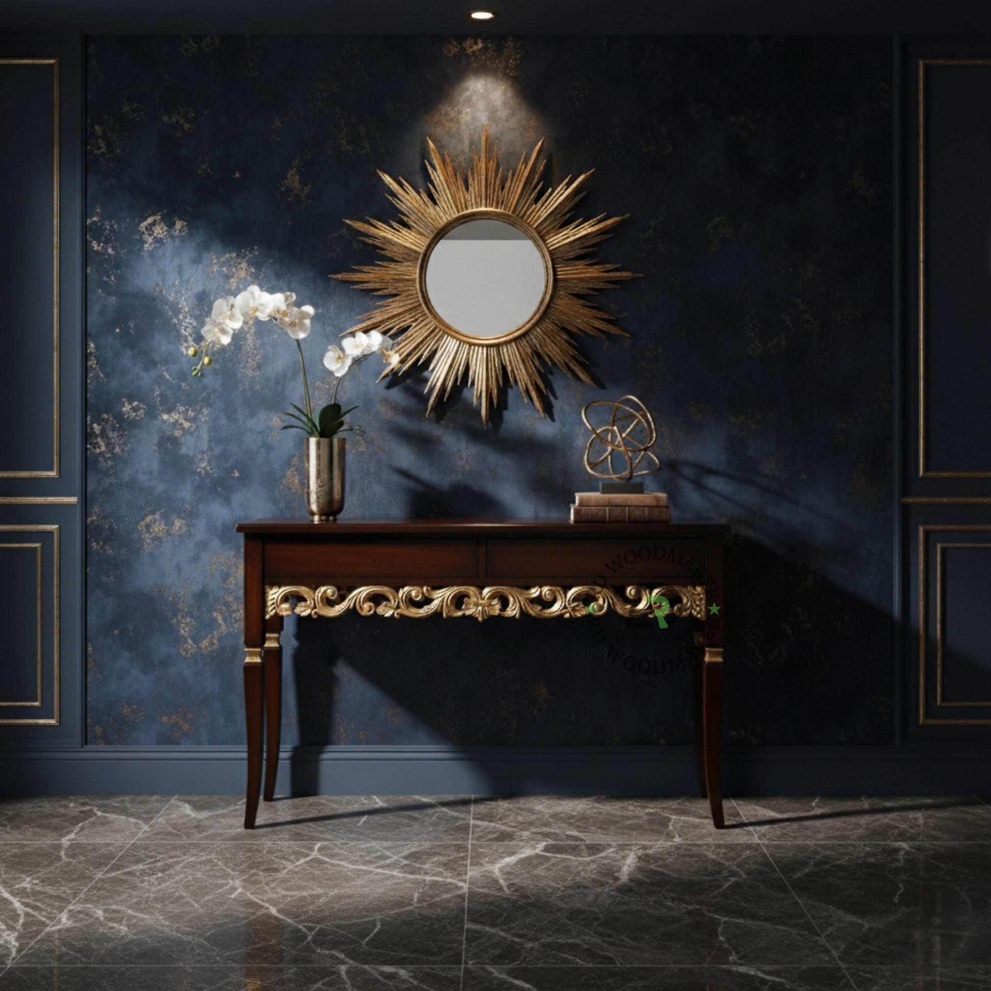 ROYAL CARVED GOLD ACCENT CONSOLE TABLE