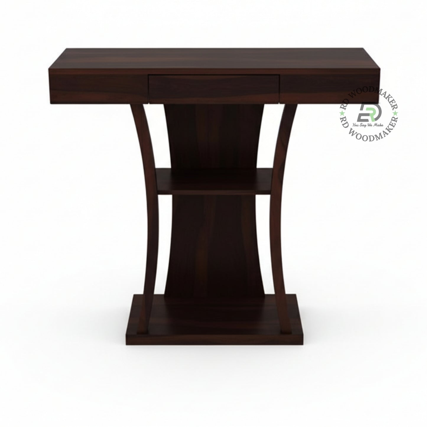 MODERN CURVED PEDESTAL STORAGE CONSOLE TABLE