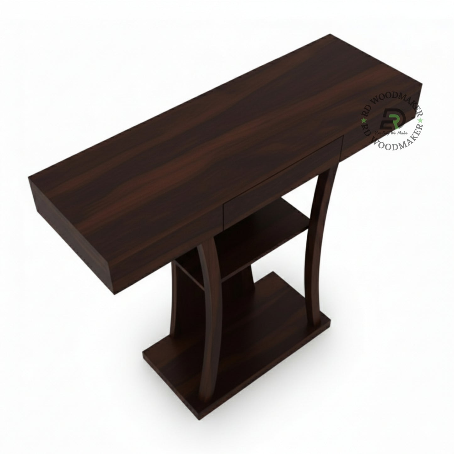 MODERN CURVED PEDESTAL STORAGE CONSOLE TABLE