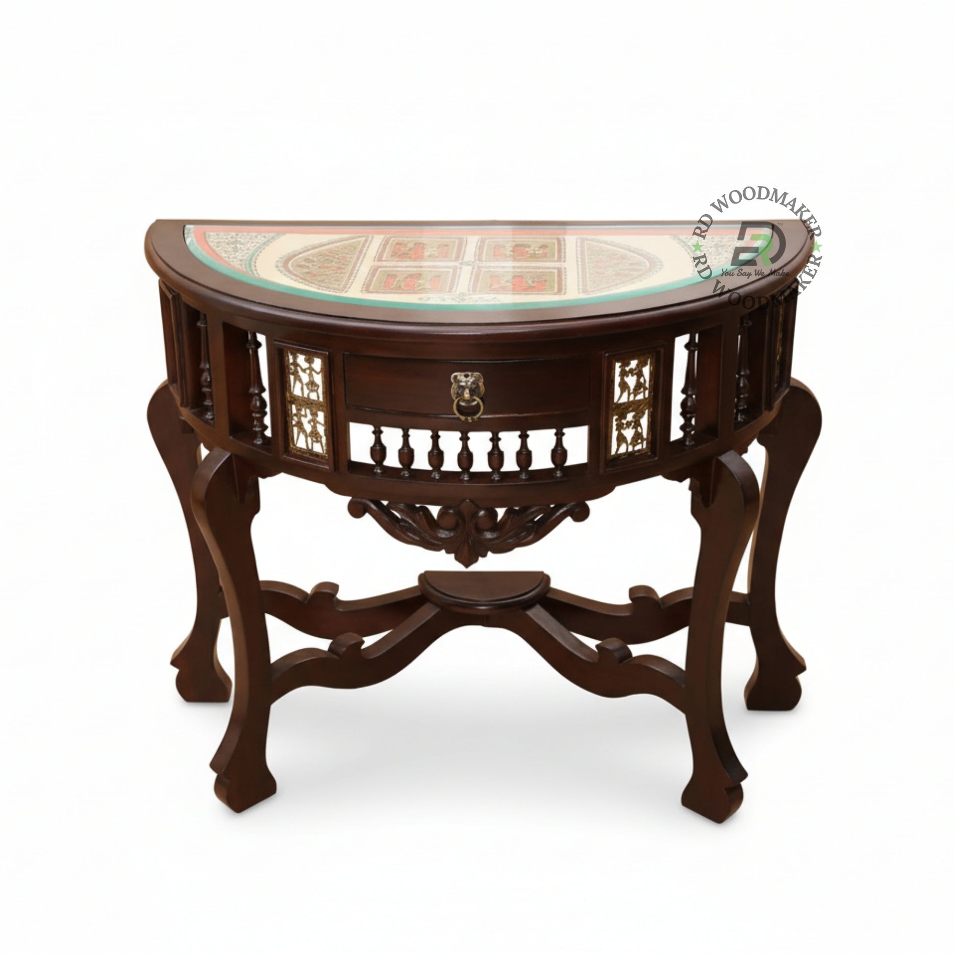 HERITAGE SEMI-CIRCULAR INLAY CONSOLE TABLE