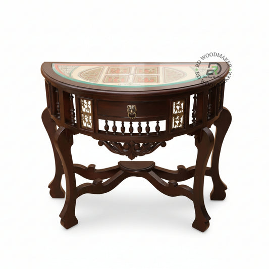 HERITAGE SEMI-CIRCULAR INLAY CONSOLE TABLE