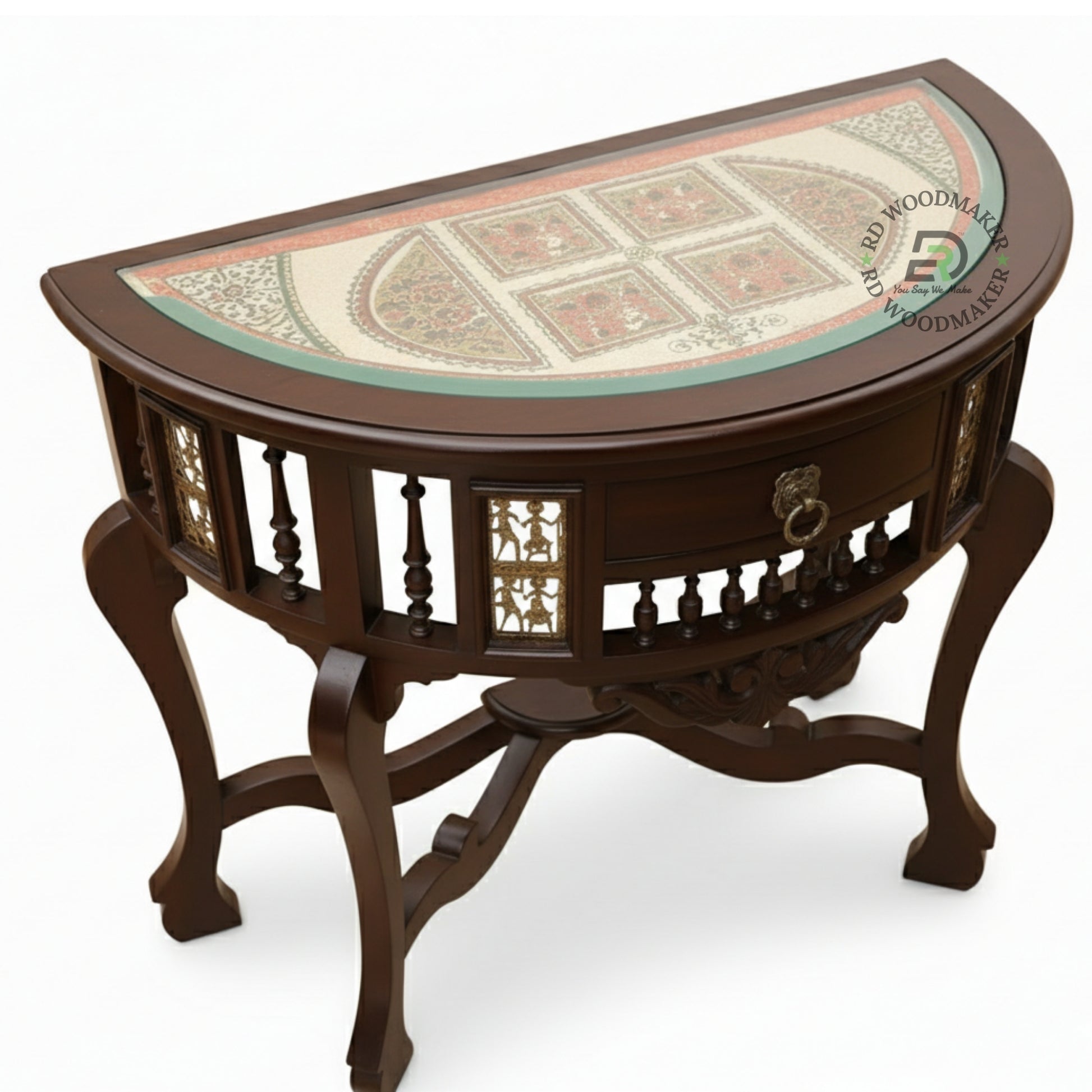 HERITAGE SEMI-CIRCULAR INLAY CONSOLE TABLE