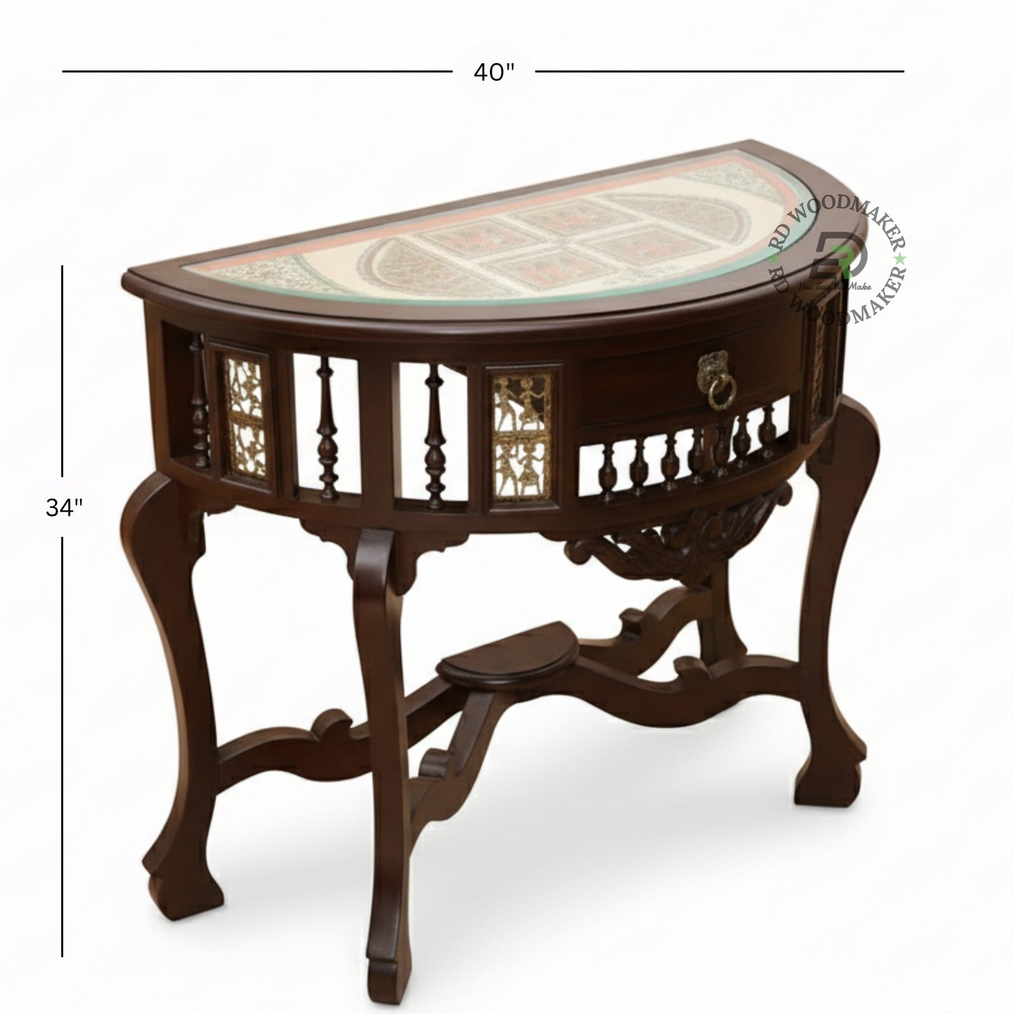 HERITAGE SEMI-CIRCULAR INLAY CONSOLE TABLE