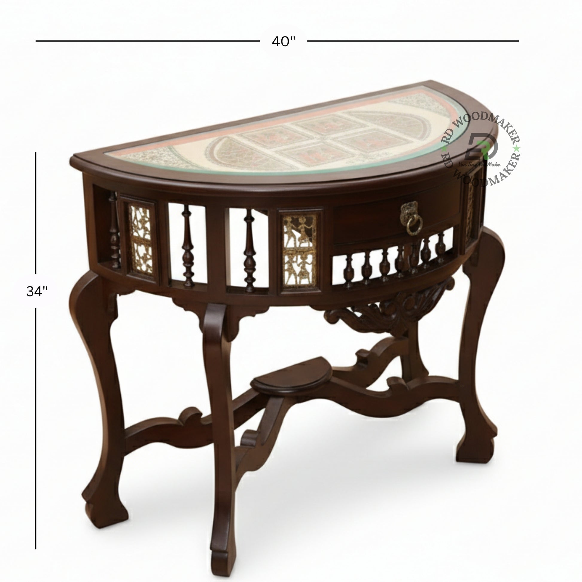 HERITAGE SEMI-CIRCULAR INLAY CONSOLE TABLE