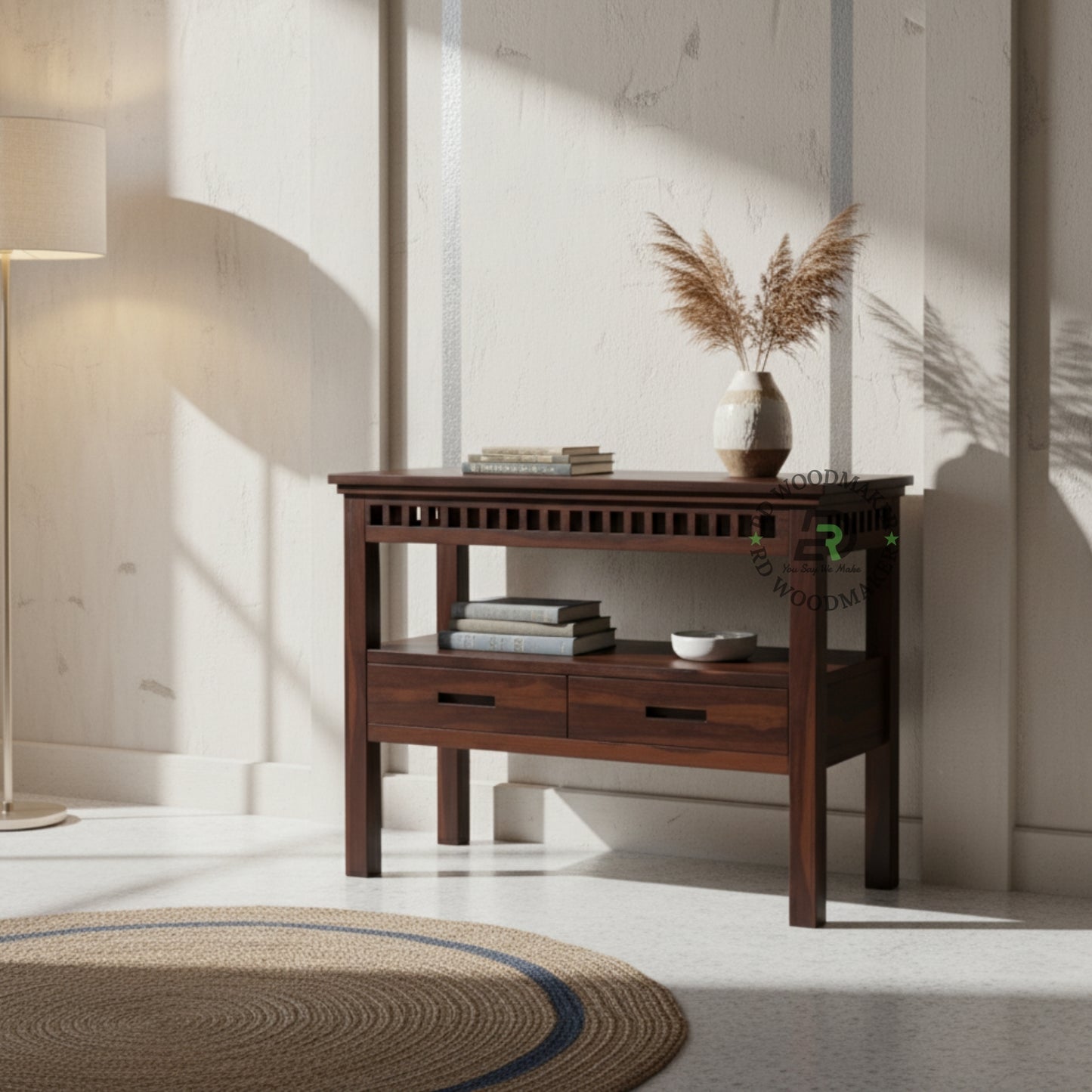 MODERN GRID PANEL STORAGE CONSOLE TABLE