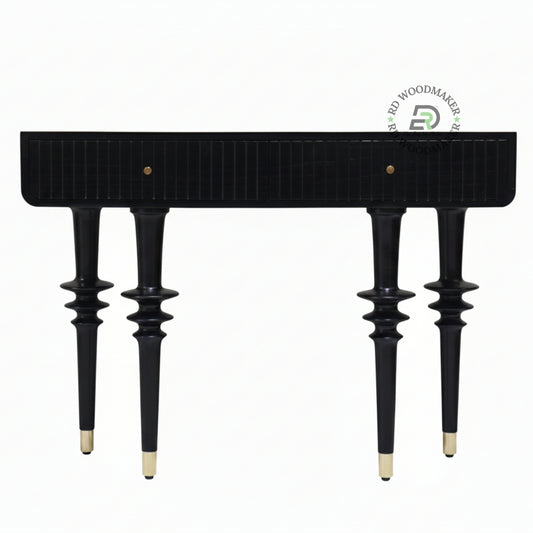 BLACK CONTEMPORARY FLUTED LEG CONSOLE TABLE