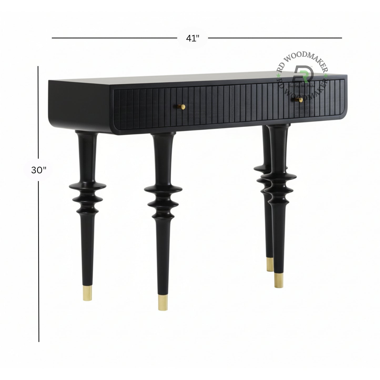 BLACK CONTEMPORARY FLUTED LEG CONSOLE TABLE