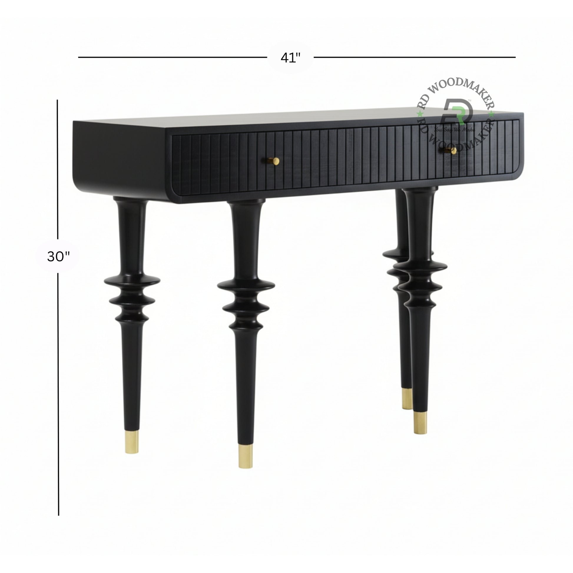 BLACK CONTEMPORARY FLUTED LEG CONSOLE TABLE