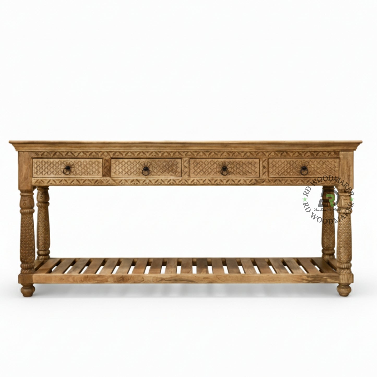 ROYAL HANDCARVED STORAGE CONSOLE TABLE