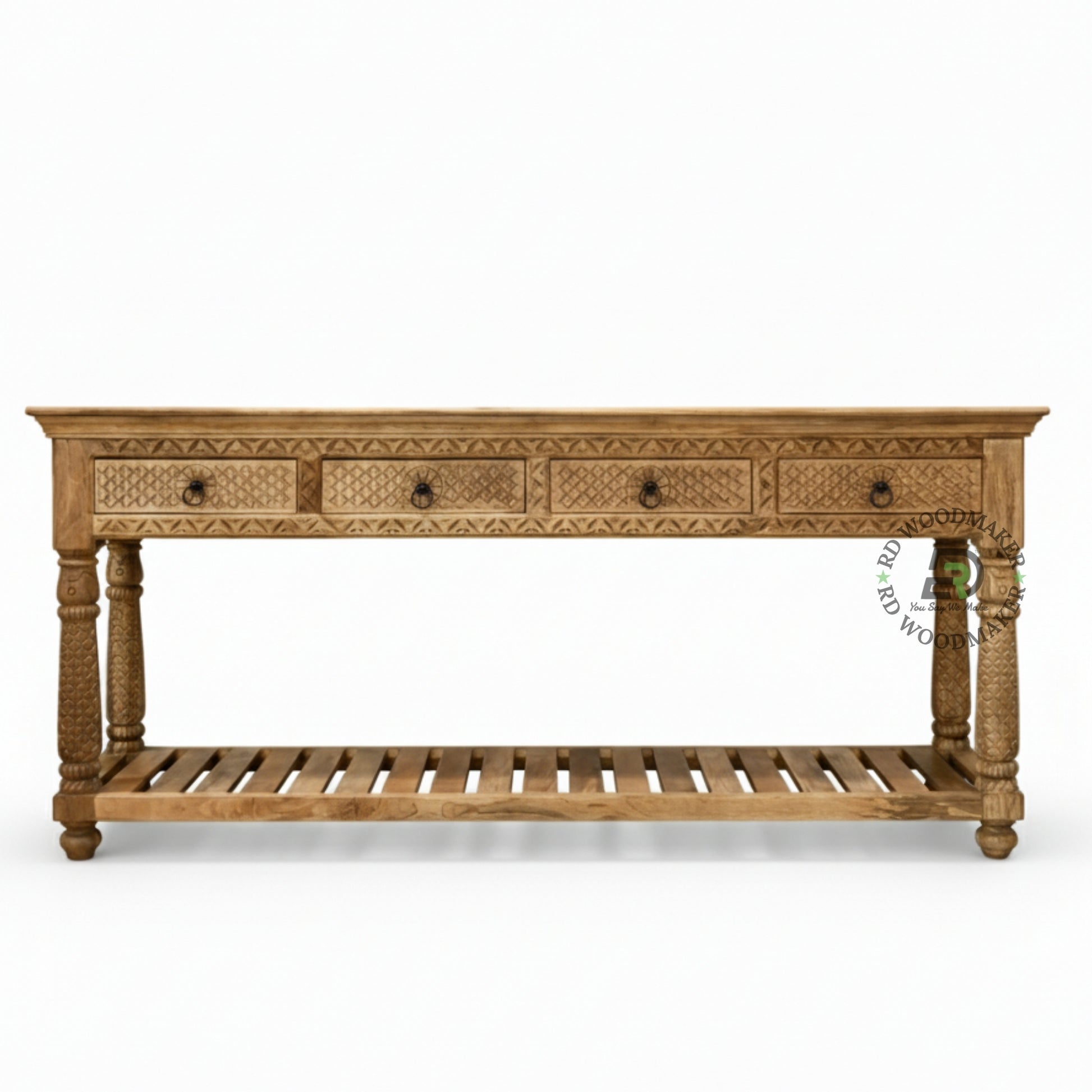 ROYAL HANDCARVED STORAGE CONSOLE TABLE