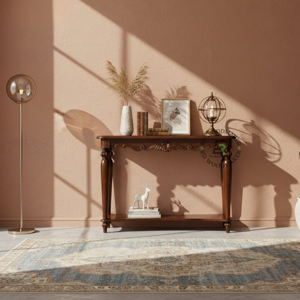 CLASSIC CARVED DOUBLE LEG CONSOLE TABLE