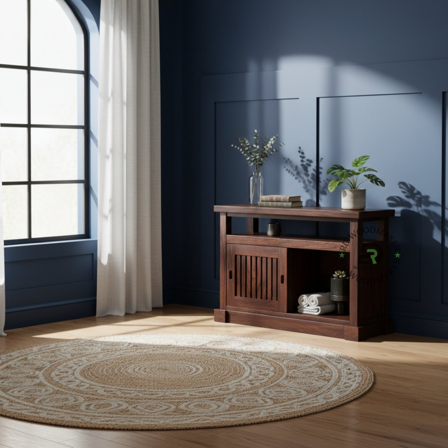 SLIDING PANEL STORAGE CONSOLE TABLE
