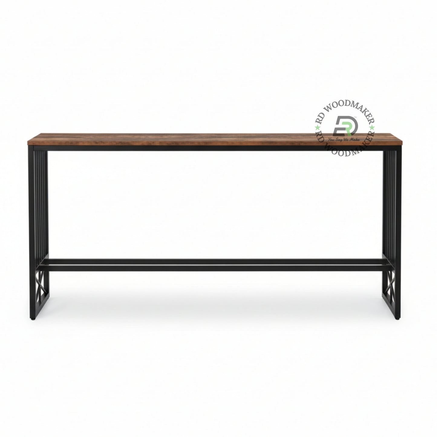INDUSTRIAL METAL FRAME WOODEN CONSOLE TABLE