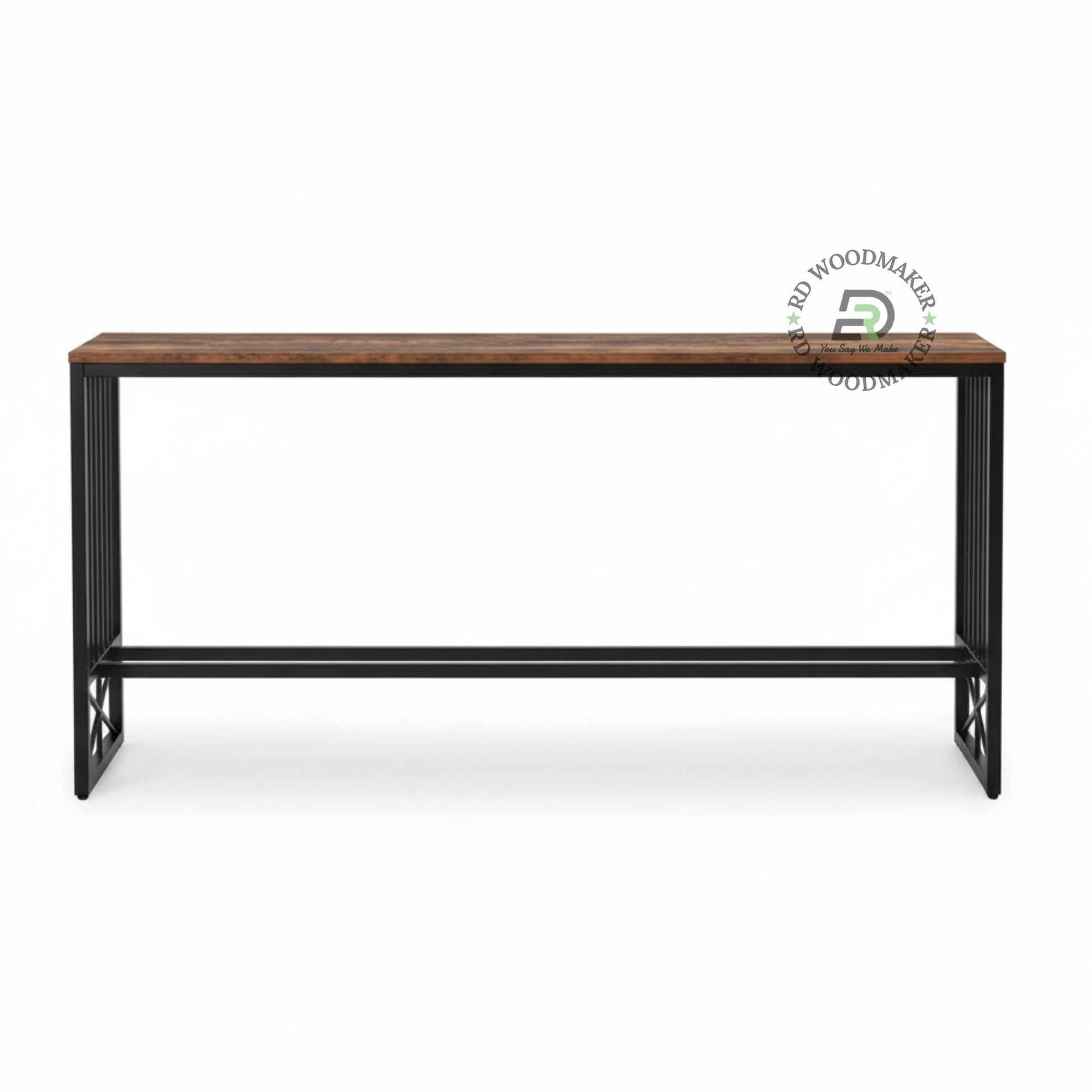 INDUSTRIAL METAL FRAME WOODEN CONSOLE TABLE