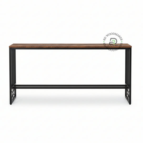 INDUSTRIAL METAL FRAME WOODEN CONSOLE TABLE
