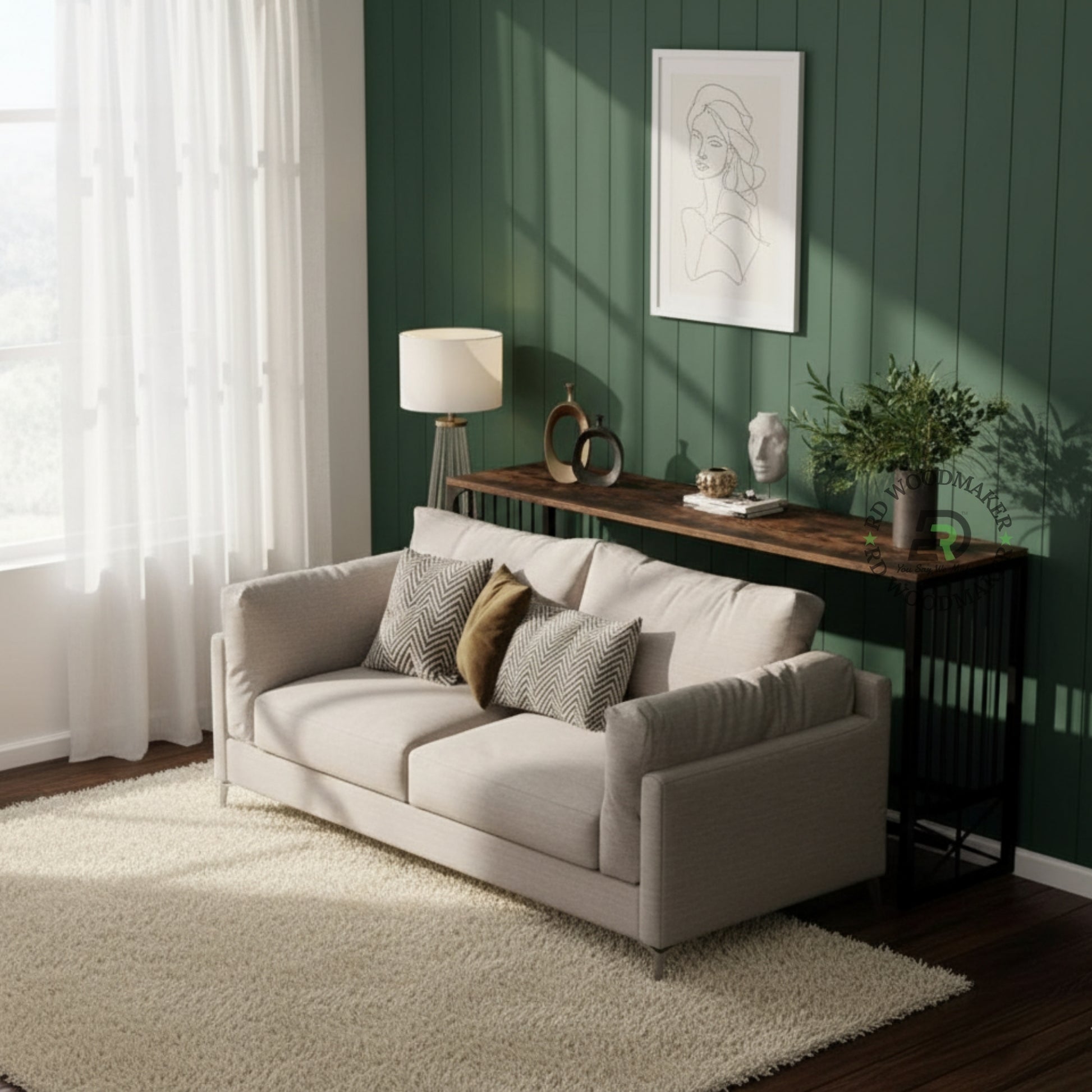 INDUSTRIAL METAL FRAME WOODEN CONSOLE TABLE