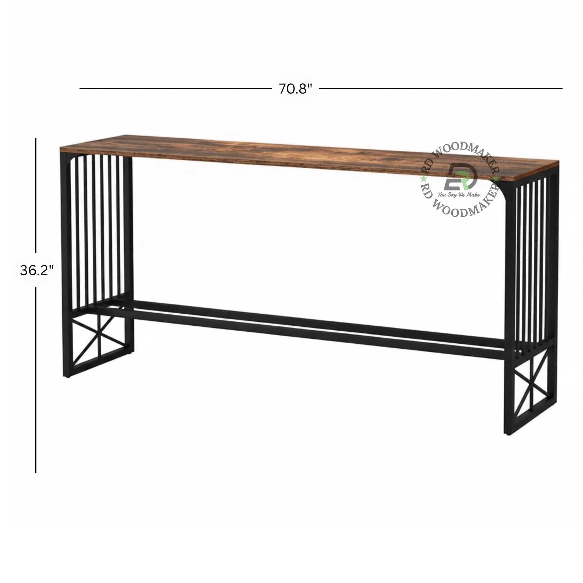 INDUSTRIAL METAL FRAME WOODEN CONSOLE TABLE