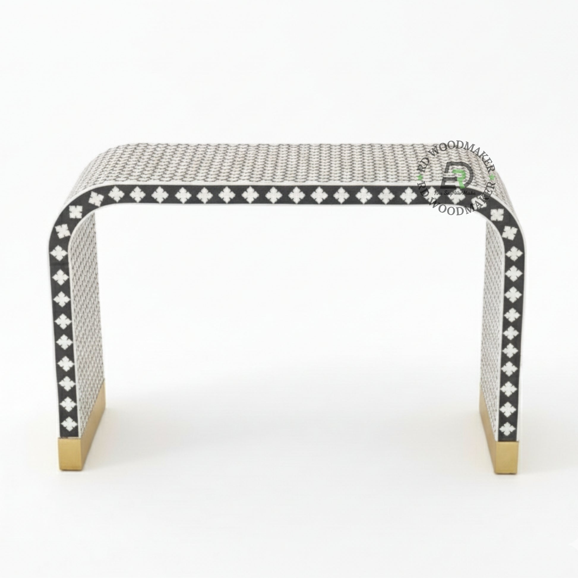 BONE INLAY WATERFALL CONSOLE TABLE