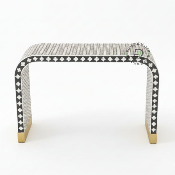 BONE INLAY WATERFALL CONSOLE TABLE