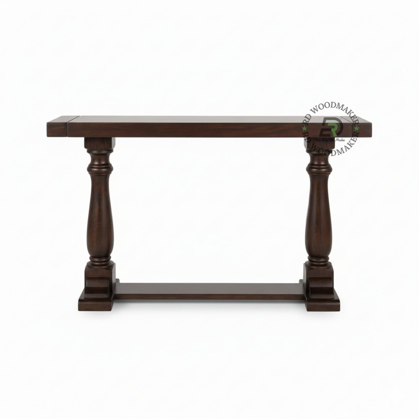 DOUBLE PEDESTAL SOLID WOOD CONSOLE TABLE