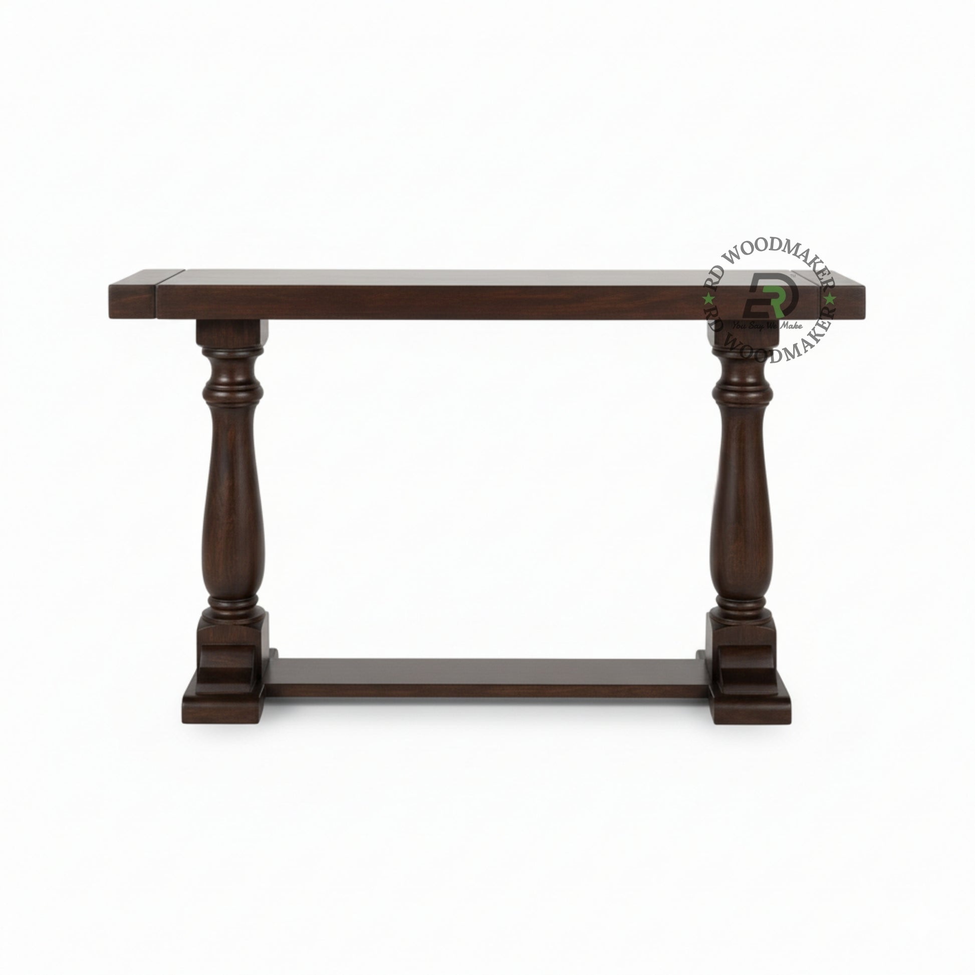 DOUBLE PEDESTAL SOLID WOOD CONSOLE TABLE