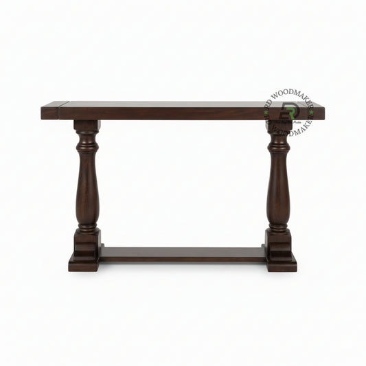 DOUBLE PEDESTAL SOLID WOOD CONSOLE TABLE