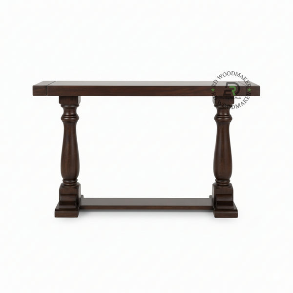 DOUBLE PEDESTAL SOLID WOOD CONSOLE TABLE