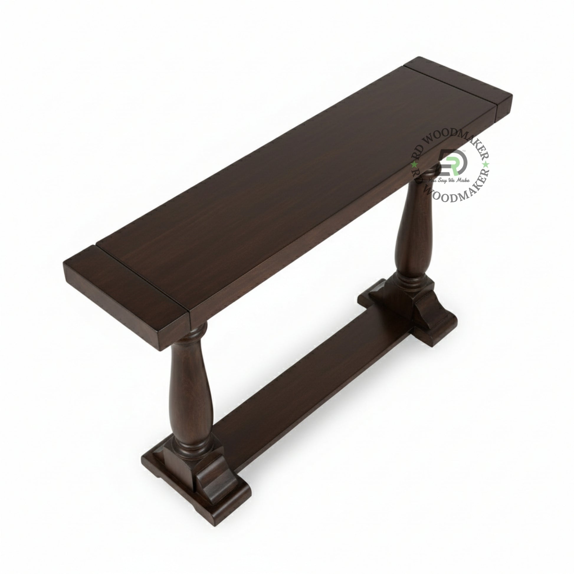 DOUBLE PEDESTAL SOLID WOOD CONSOLE TABLE