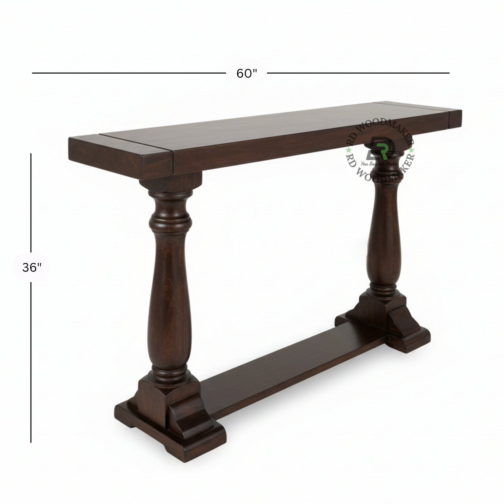DOUBLE PEDESTAL SOLID WOOD CONSOLE TABLE